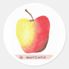La manzana / De appel Spaans leren Ronde Sticker
