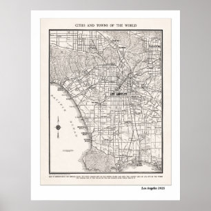 LA Map 1925 Poster