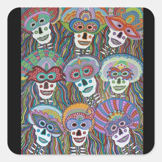 La Mascarada de los Muertos Vierkante Sticker (Voorkant)
