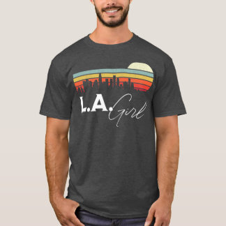 LA Meisje Retro Sunset City Skyline Souvenir T-shirt