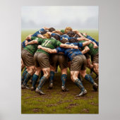 LA MÊLÉE AU RUGBY (De rugbyscrum) Poster (Voorkant)