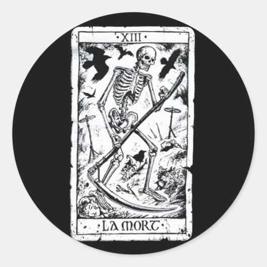 La Mort Tarot Kaart Ronde Sticker (Voorkant)