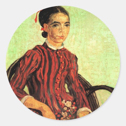 La Mousme, zittend door Vincent van Gogh Ronde Sticker (Voorkant)
