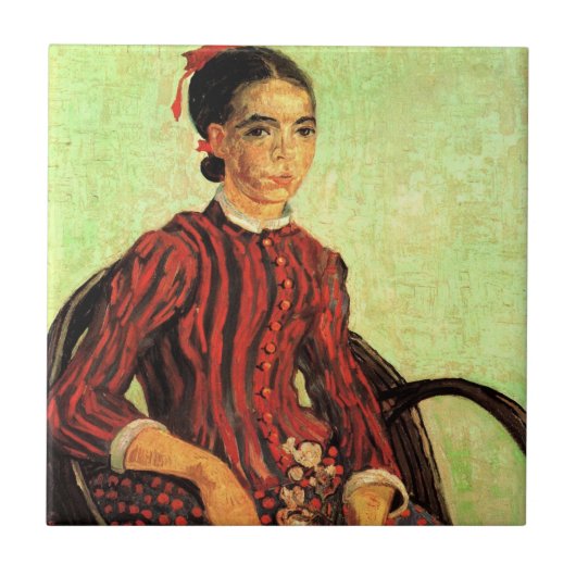 La Mousme, zittend door Vincent van Gogh Tegeltje (Voorkant)
