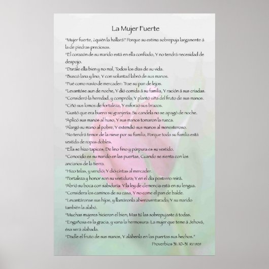 La Mujer Fuerte — Proverbios 31:10-31 Kartel Poster (Voorkant)