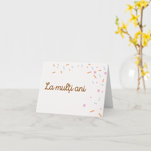 La mulţi ani, Roemeense verjaardag Kaart (Gele Bloem)
