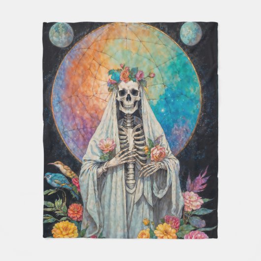 La Niña Blanca Santa Muerte Fleece Deken (Voorkant)