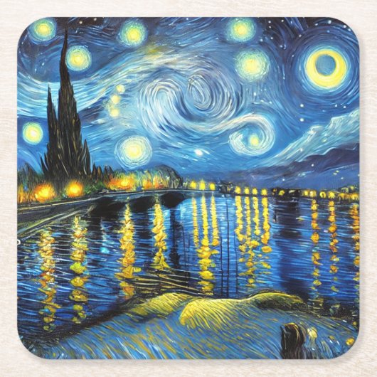 La Noche Estrellada (Vincent van Gogh) Kartonnen Onderzetters (Voorkant)