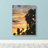 LA Palm Tree Sunset Wrapped Canvas (Insitu (Houten vloer))