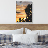 LA Palm Tree Sunset Wrapped Canvas Afdruk (Insitu (Slaapkamer))