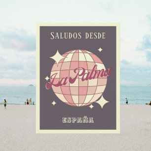 La Palma Isla España vintage disco purple Postcard Briefkaart