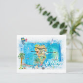 La Palma Islas Canaria Travel Map Briefkaart (Staand voorkant)