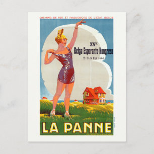La Panne Belgium Vintage Poster 1926 Briefkaart