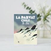 La Parvat Chili retro ski kunst. Briefkaart (Staand voorkant)