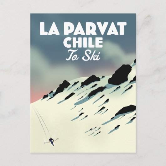 La Parvat Chili retro ski kunst. Briefkaart (Voorkant)