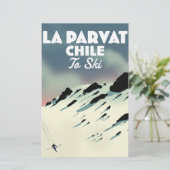 La Parvat Chili retro ski kunst. Briefpapier (Staand voorkant)