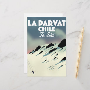 La Parvat Chili retro ski kunst. Briefpapier