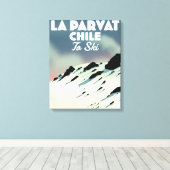 La Parvat Chili retro ski kunst. Canvas Afdruk (Insitu (Houten vloer))