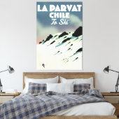 La Parvat Chili retro ski kunst. Canvas Afdruk (Insitu (Slaapkamer))