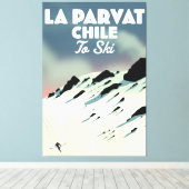La Parvat Chili retro ski kunst. Canvas Afdruk (Insitu (Houten vloer))