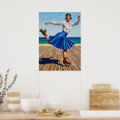 LA PATINEUSE À ROULETTES (De rolschaatser) Poster (Keuken)