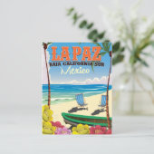 La Paz Baja California Sur Mexico reisposter Briefkaart (Staand voorkant)