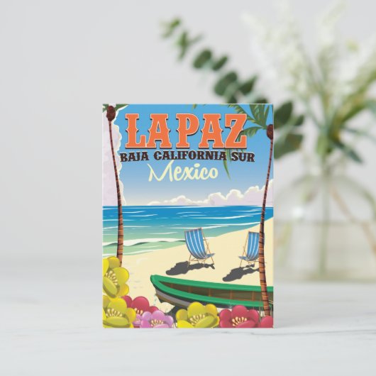 La Paz Baja California Sur Mexico reisposter Briefkaart (Staand voorkant)