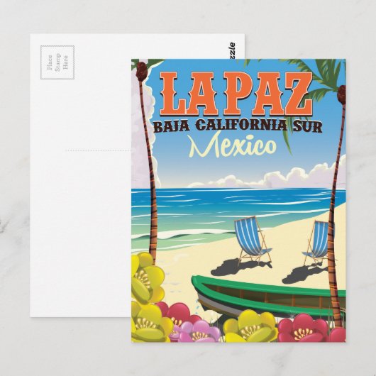 La Paz Baja California Sur Mexico reisposter Briefkaart (Voorkant / Achterkant)