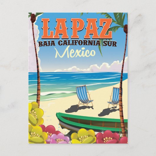 La Paz Baja California Sur Mexico reisposter Briefkaart (Voorkant)