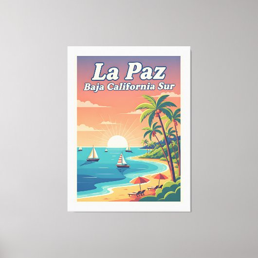 La Paz Baja California Sur Travel Poster  Canvas Afdruk (Voorkant)
