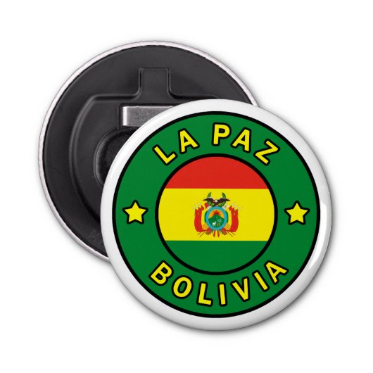 La Paz Bolivia Button Flesopener (Voorkant)