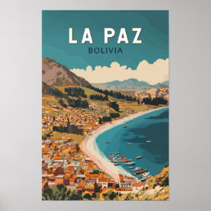 La Paz Bolivia Illustratie Reis Kunst Vintage Poster