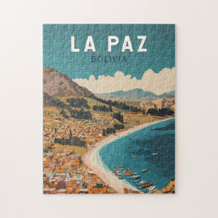 La Paz Bolivia Illustratie Reizen Art Vintage Legpuzzel