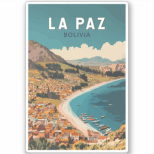 La Paz Bolivia Illustratie Reizen Art Vintage Sticker