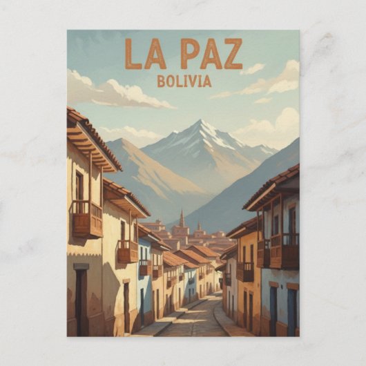 La Paz Bolivia Reizen Briefkaart (Voorkant)