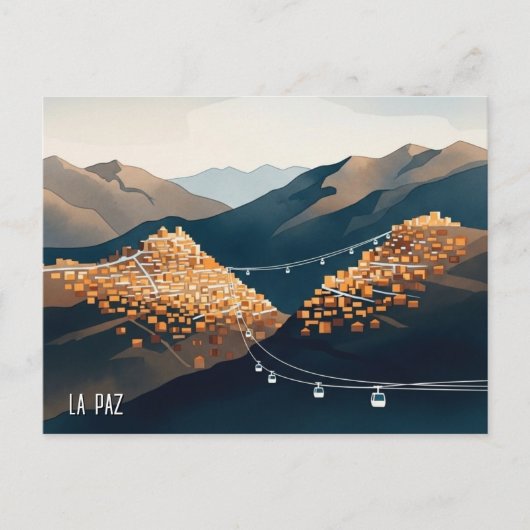La Paz Bolivia Reizen Briefkaart (Voorkant)