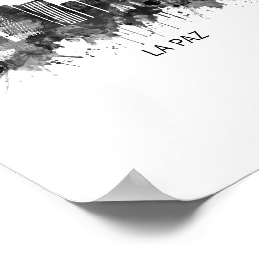 La Paz Bolivia Skyline BW Poster (Hoek)