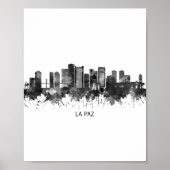La Paz Bolivia Skyline BW Poster (Voorkant)