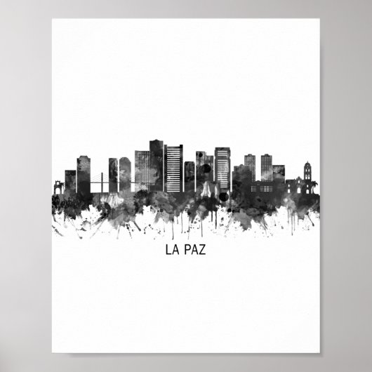 La Paz Bolivia Skyline BW Poster (Voorkant)