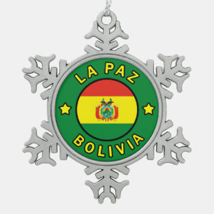 La Paz Bolivia Tin Sneeuwvlok Ornament
