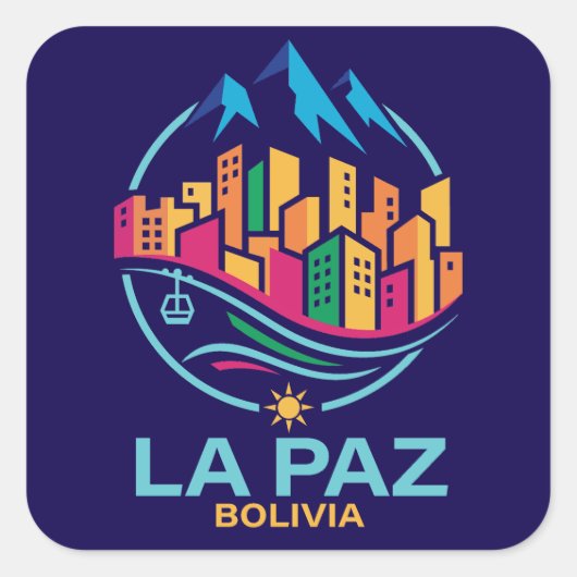 La Paz Bolivia Zuid-Amerika Vierkante Sticker (Voorkant)