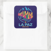 La Paz Bolivia Zuid-Amerika Vierkante Sticker (Tas)