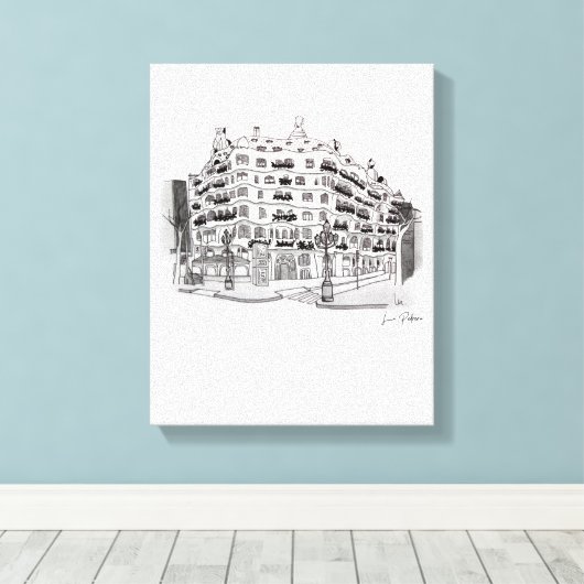 La Pedrera - Casa Milá (Barcelona Canvas Afdruk (Insitu (Houten vloer))