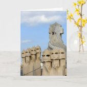 La Pedrera Chimney Pots, Barcelona, Spanje - Kaart (Gele Bloem)