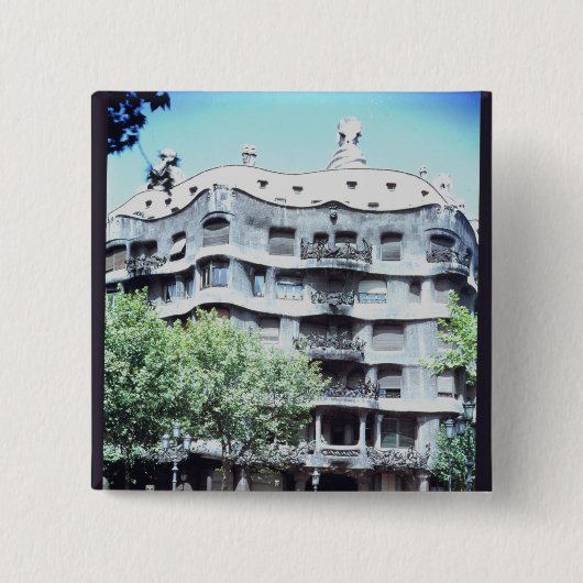 La Pedrera of Casa Mila, 1905-10 Vierkante Button 5,1 Cm (Voorkant)