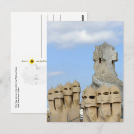 La Pedrera schoorsteenpotten, Barcelona, Spanje  - Briefkaart
