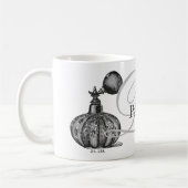 la perfum,  parfum illustratie; koffiemok (Links)
