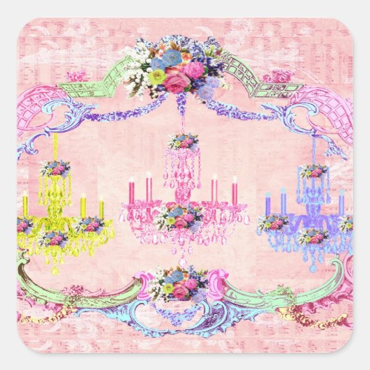 La Petite Chandelier Vierkante Sticker (Voorkant)