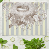 La Petite Famille op blauw en room Theedoek (Gevouwen)