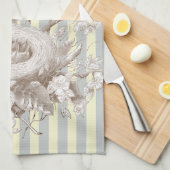 La Petite Famille op blauw en room Theedoek (Quarter Fold)